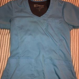 XXS greys anatomy baby blue scrub top